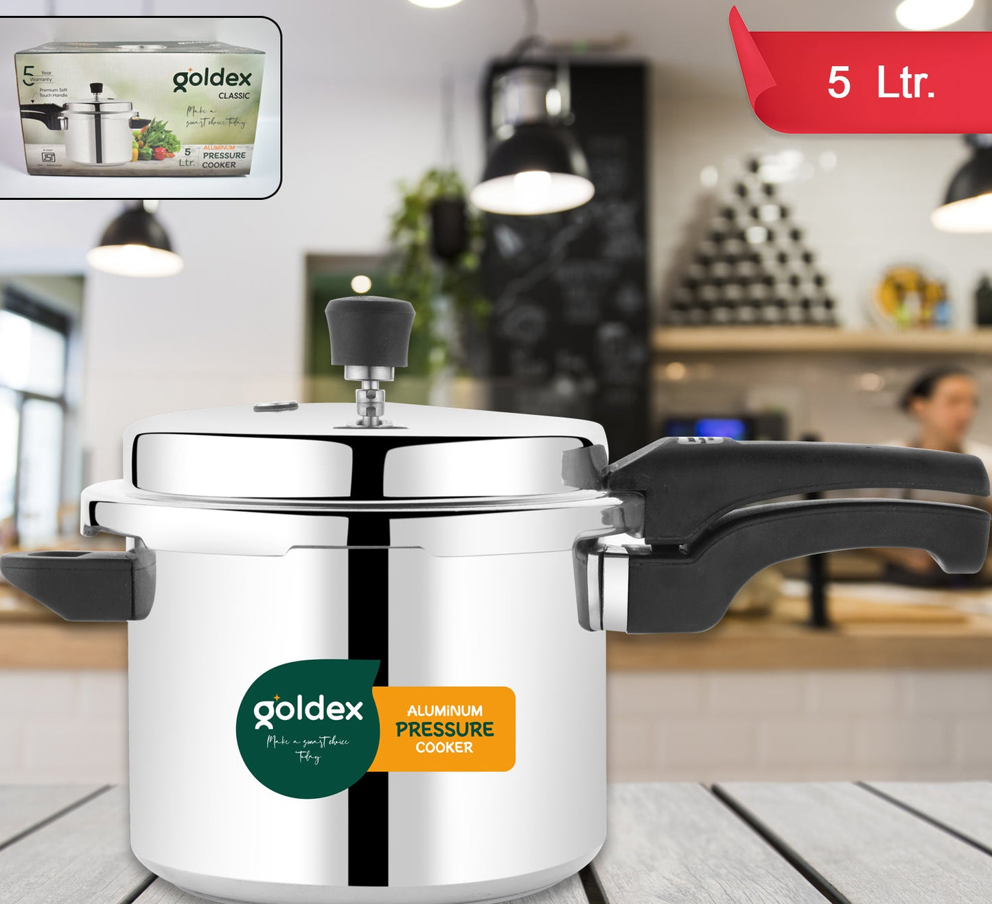 Aluminium Classic Goldex Pressure Cookers With Outer Lid (5 Litres)