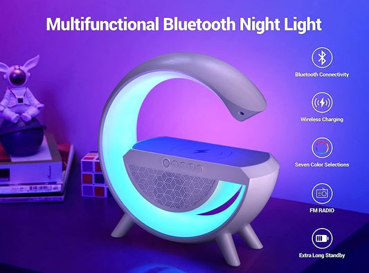 3-in-1 Multi-function Led Night Lamp With Bluetooth Speaker Wireless Charging For Bedroom For Music Party And Mood Lighting - Perfect Gift For All Occasions