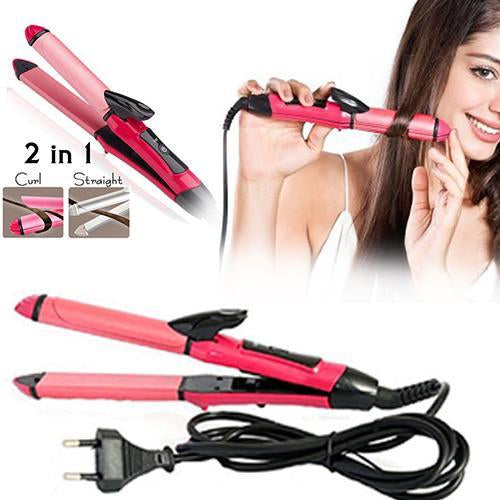 2 In 1 Hair Straightener And Curler Machine For Women  Curl  Straight Hair Iron