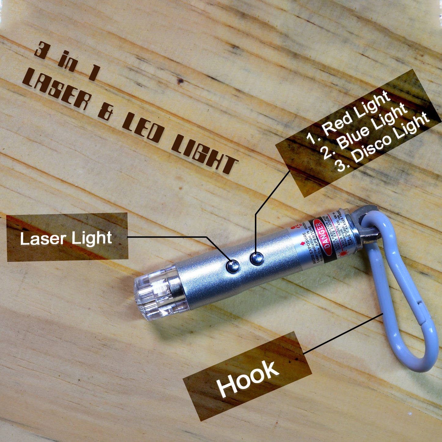 3 In1 Laser Light Led Flashlight + Torch Keychain + Laser Pointer