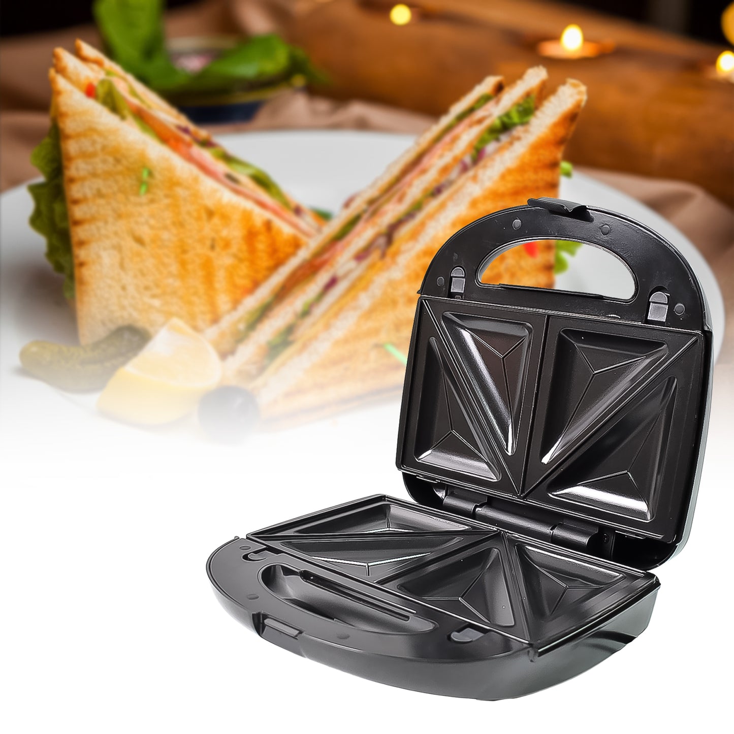 4 In 1 Sandwich Maker Multifunctional With Non-stick Interchangeable Plates (1 Set  1200w  With 2 Pin Plug Converter)